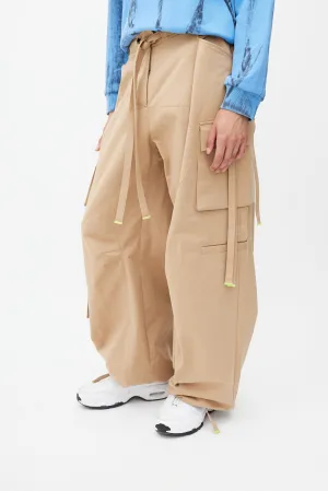 Beige Wide Leg Cargo Pant