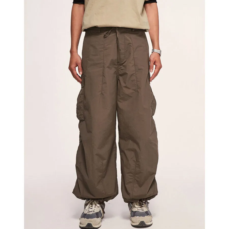 Bonsir Summer Wide-Leg Beige Cargo Pants