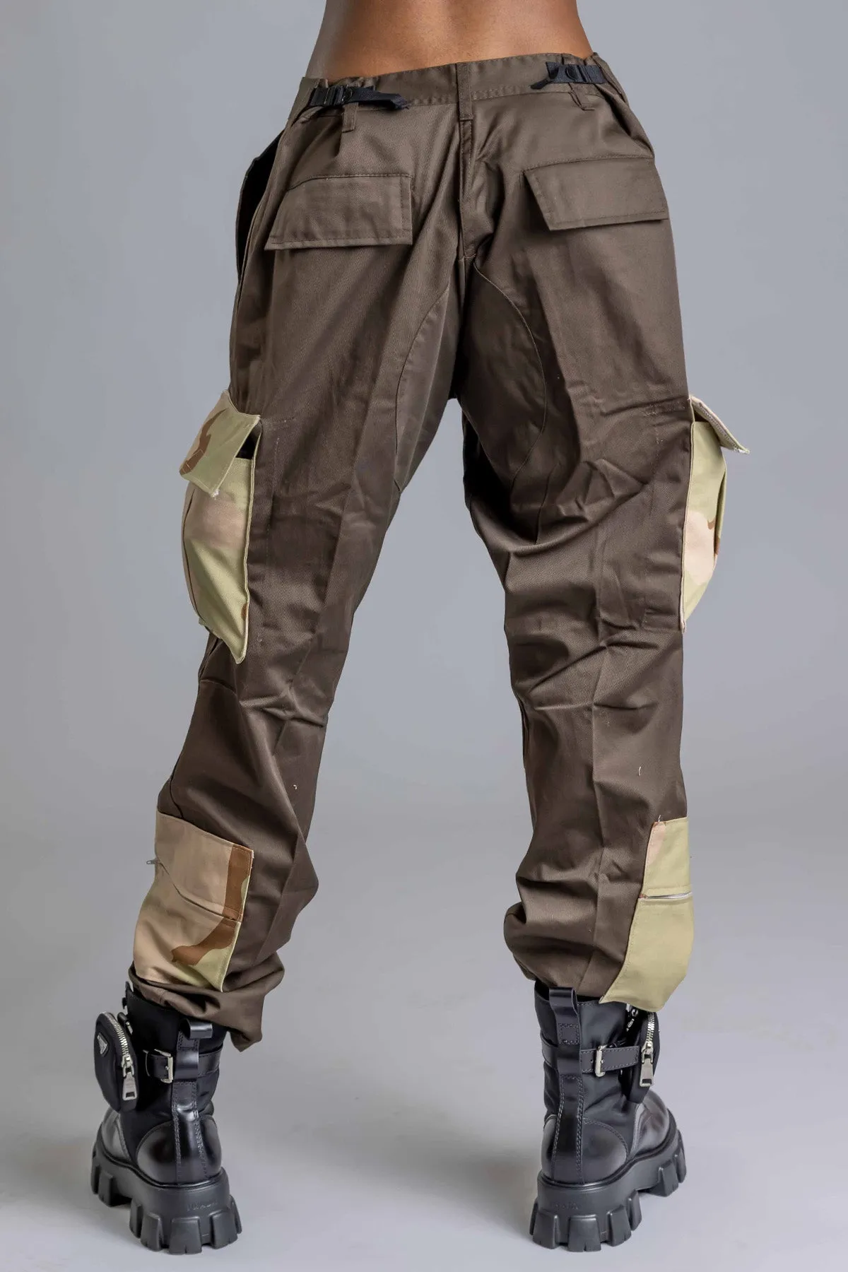 BROWN PATCHWORK COMBAT PANT