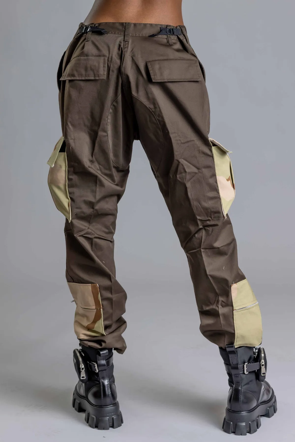 BROWN PATCHWORK COMBAT PANT