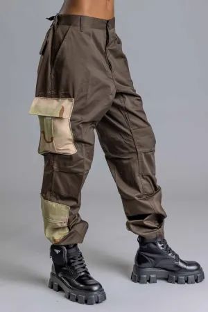 BROWN PATCHWORK COMBAT PANT
