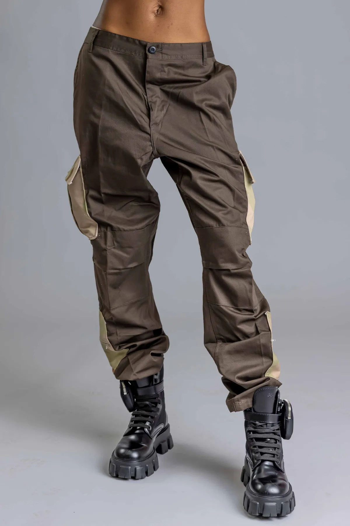 BROWN PATCHWORK COMBAT PANT