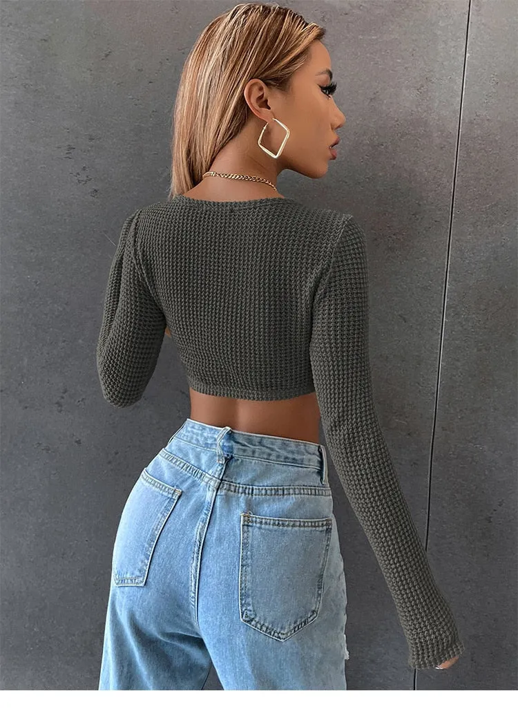 Coralie Waffle Knit Crop Top