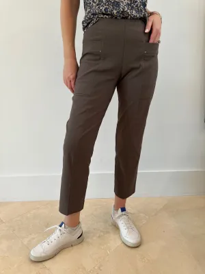Crop Cargo Pants With Rivet Details - Toast