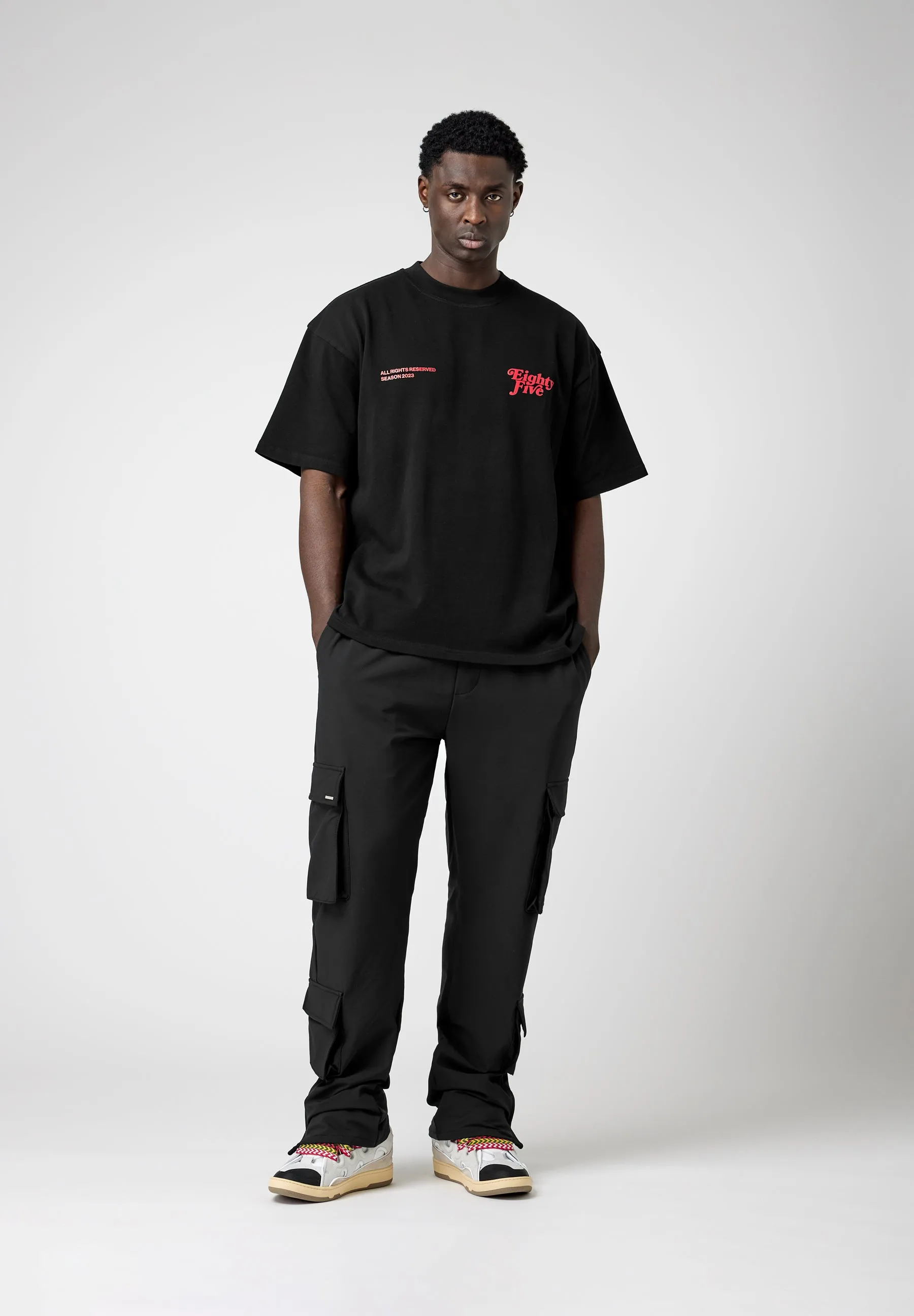 EightyFive Pocket Nylon Cargo Pants black