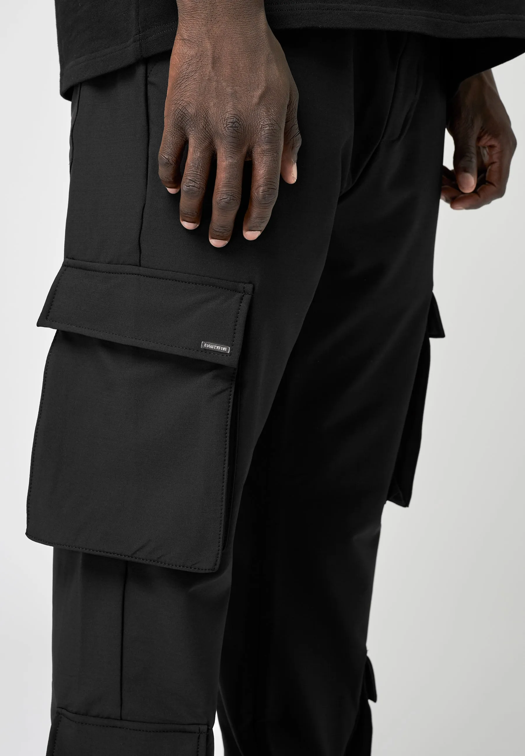 EightyFive Pocket Nylon Cargo Pants black