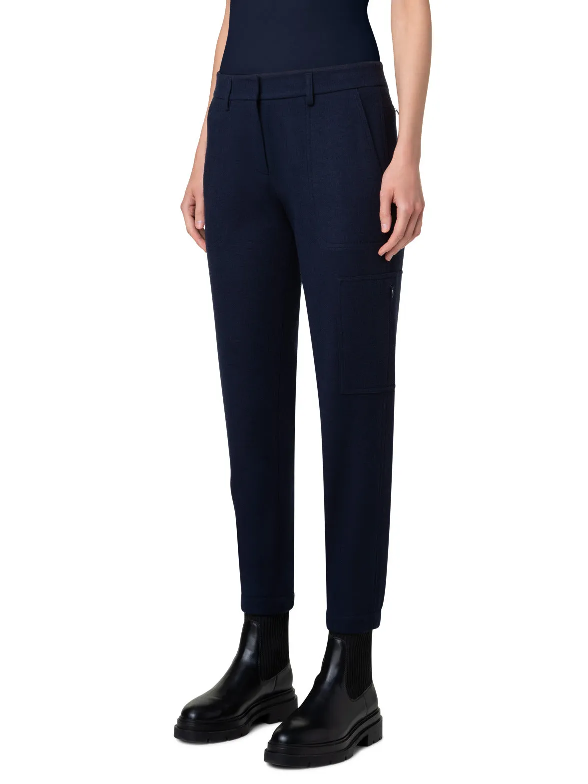 Felted Wool Jersey Tapered Cargo Pants