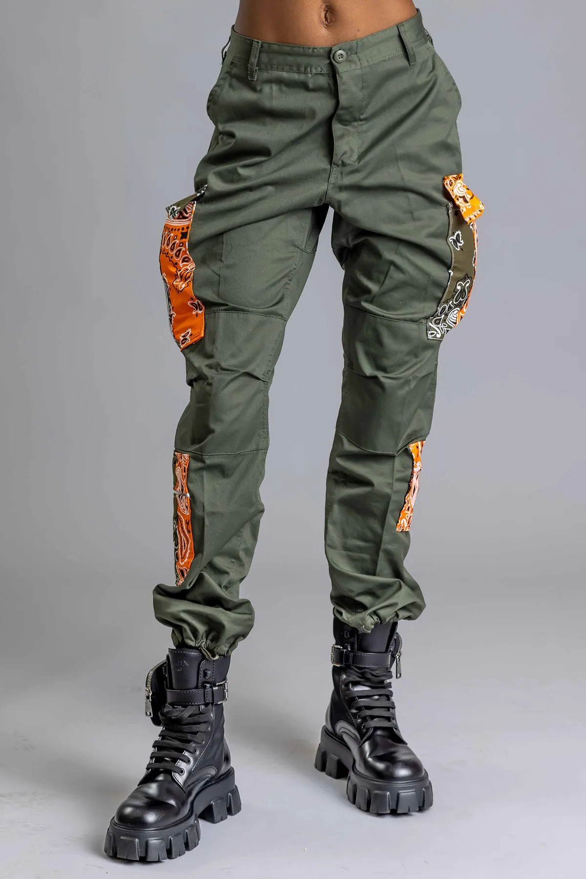 GREEN BANDANA PATCHWORK COMBAT PANT