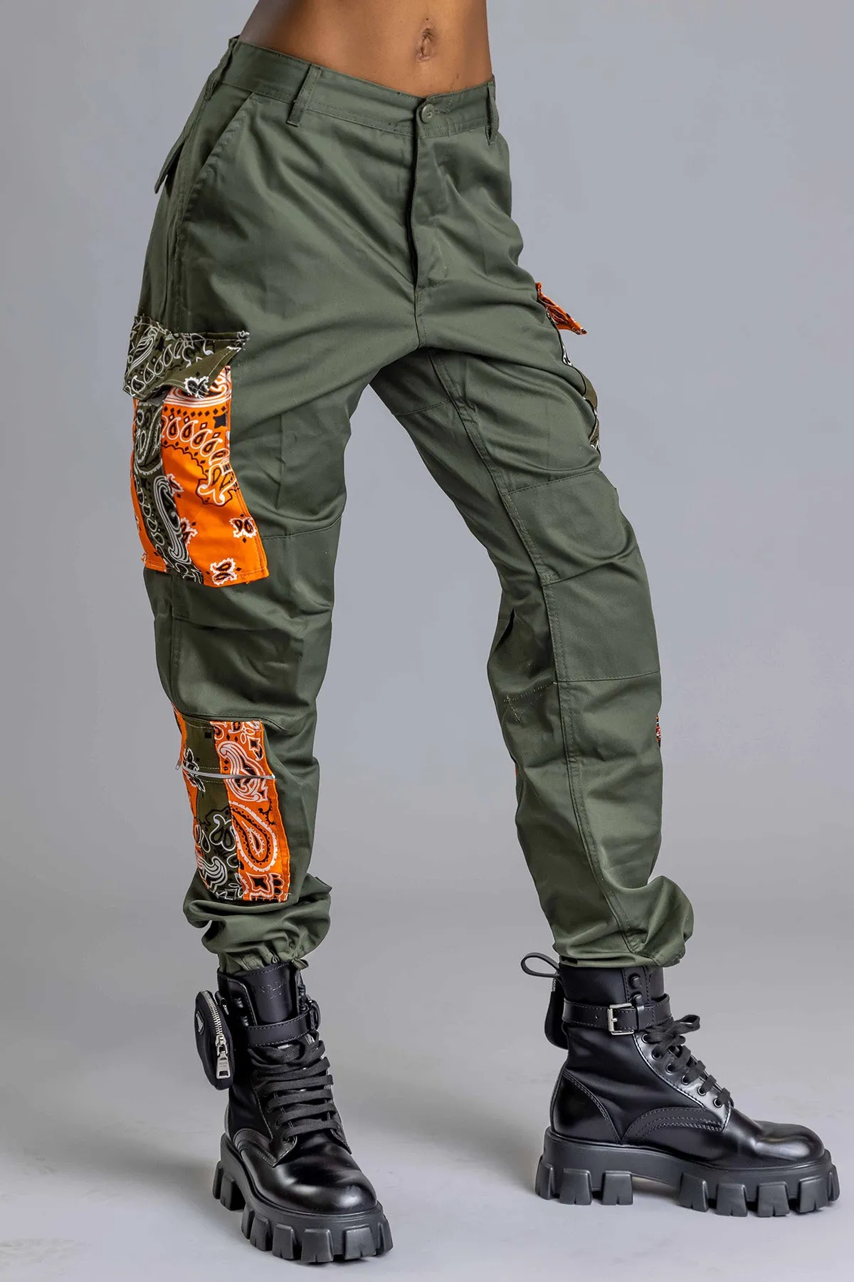 GREEN BANDANA PATCHWORK COMBAT PANT