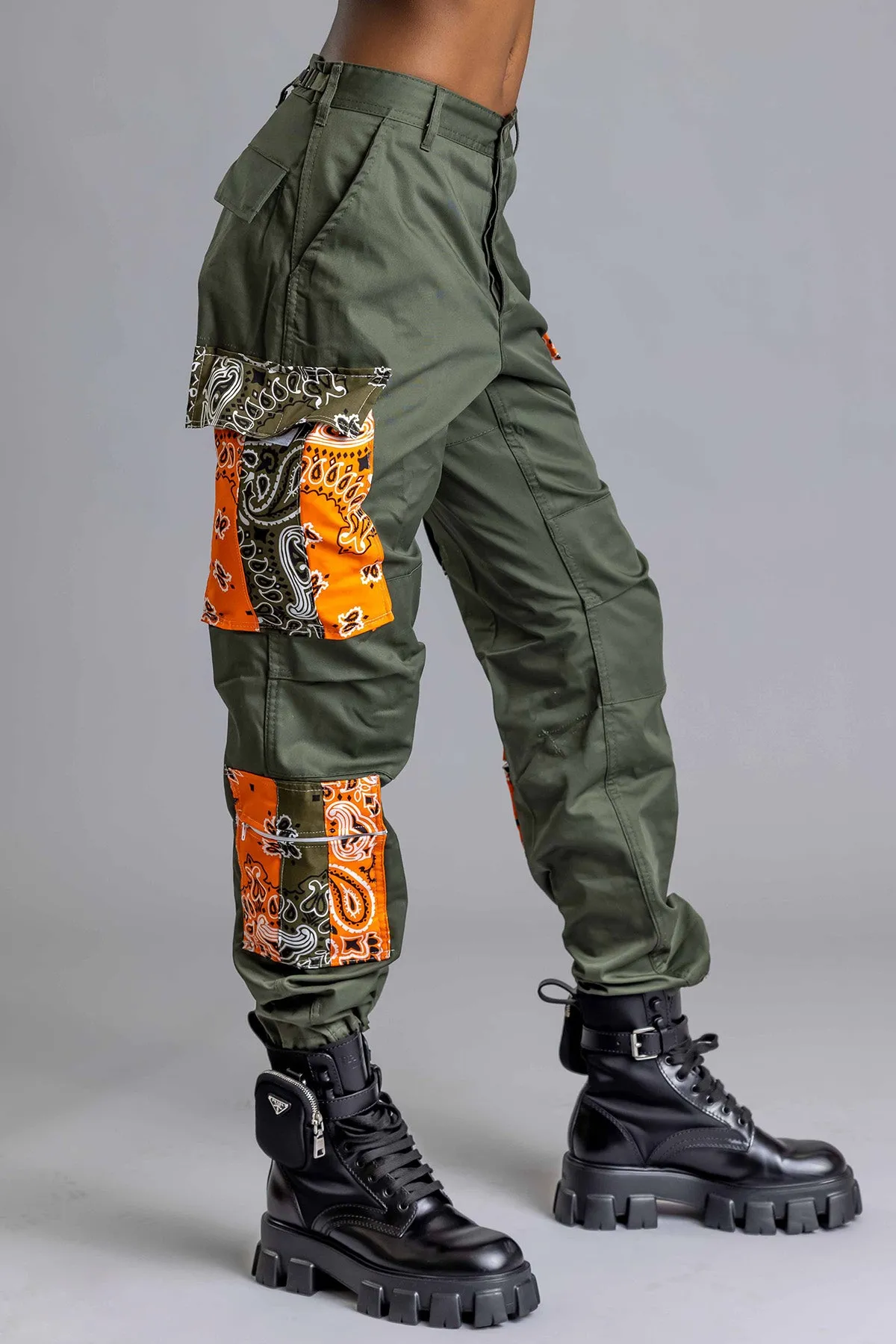 GREEN BANDANA PATCHWORK COMBAT PANT