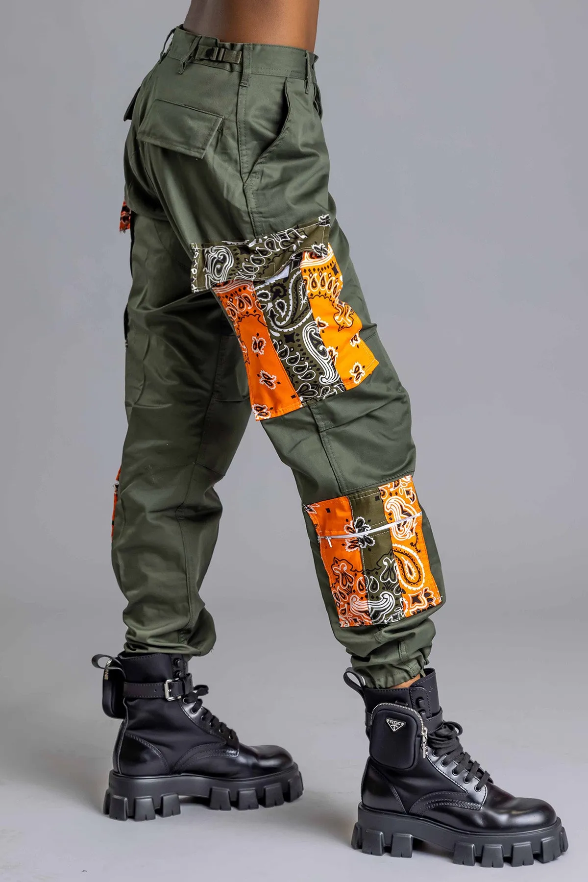 GREEN BANDANA PATCHWORK COMBAT PANT