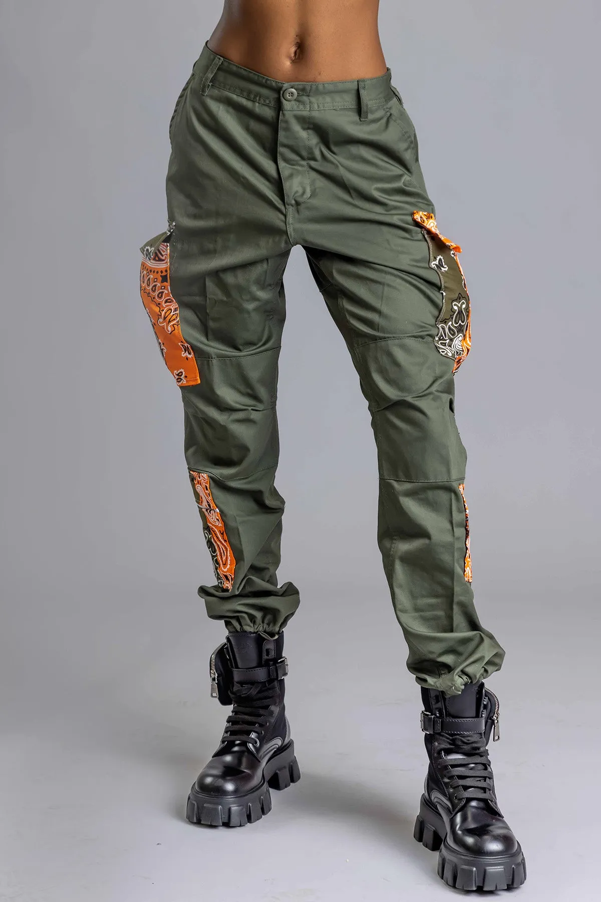 GREEN BANDANA PATCHWORK COMBAT PANT