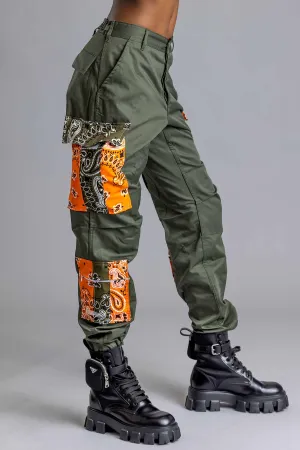 GREEN BANDANA PATCHWORK COMBAT PANT