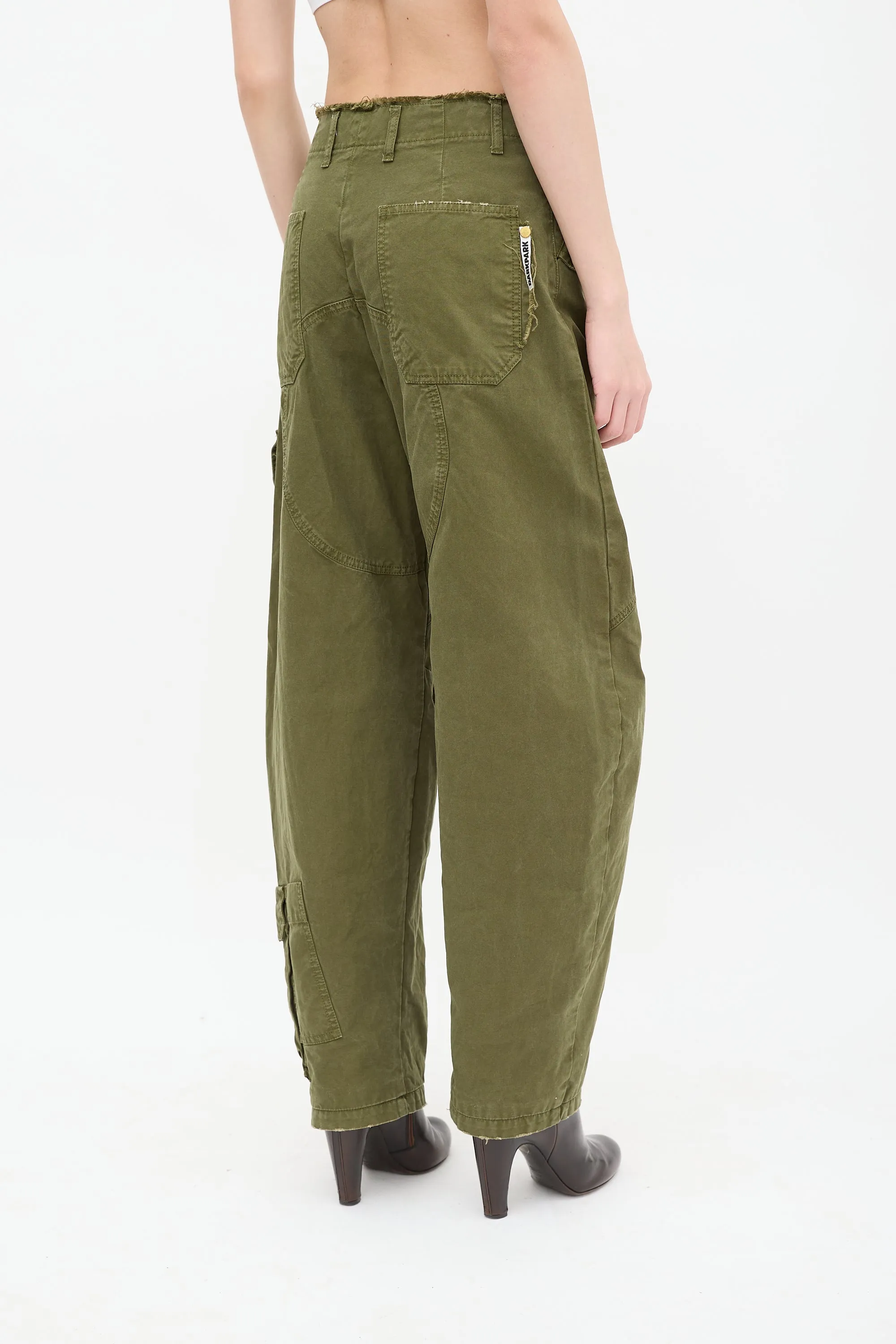 Green Distressed Cargo Pant