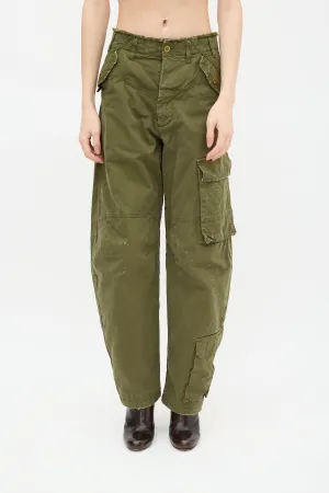 Green Distressed Cargo Pant