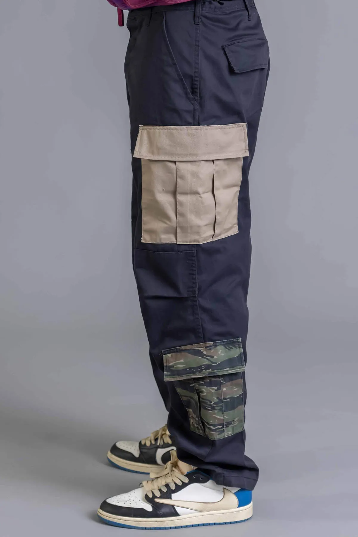 GUYS BLACK PATCHWORK SAND COMBAT PANT