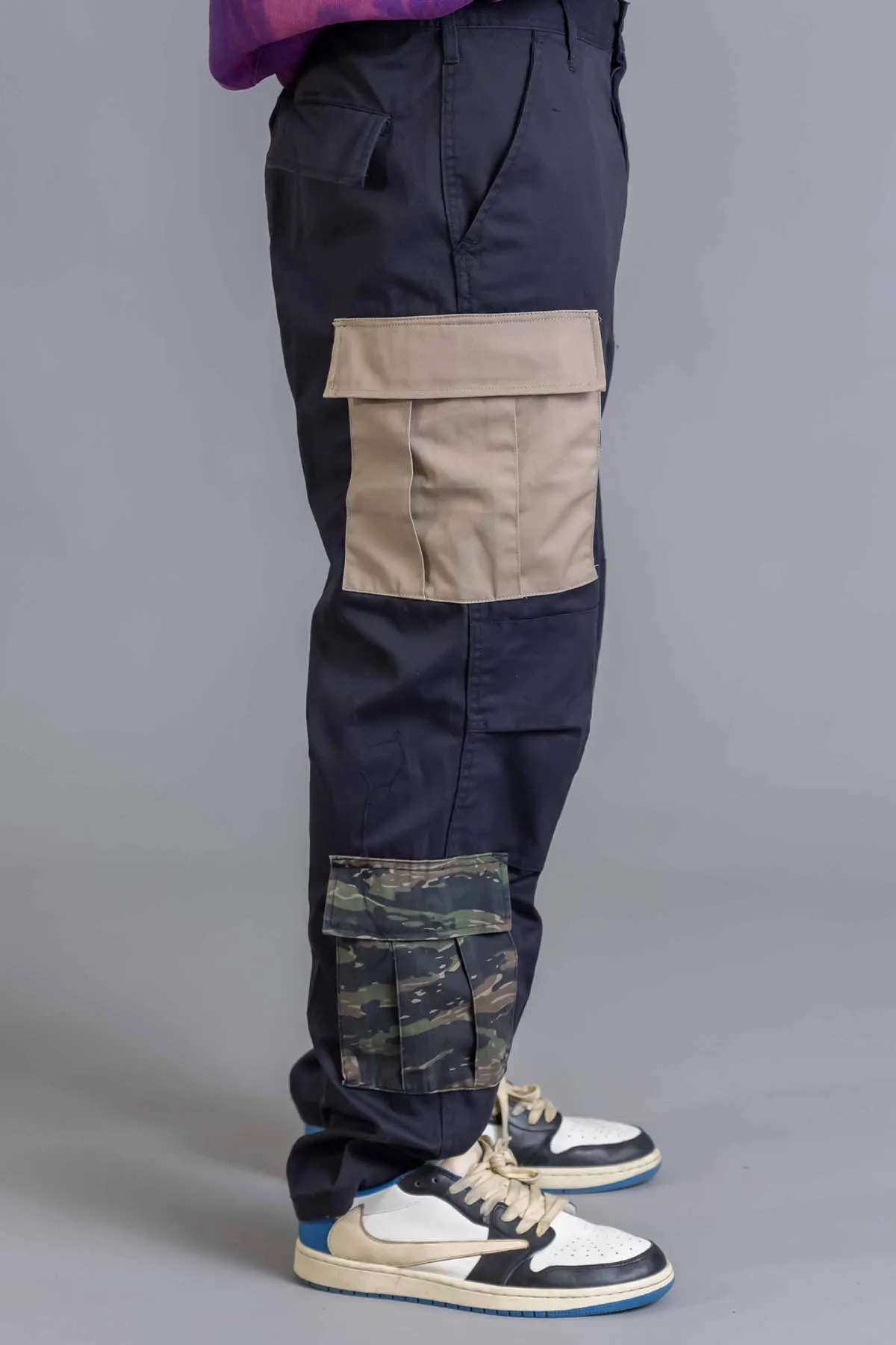 GUYS BLACK PATCHWORK SAND COMBAT PANT