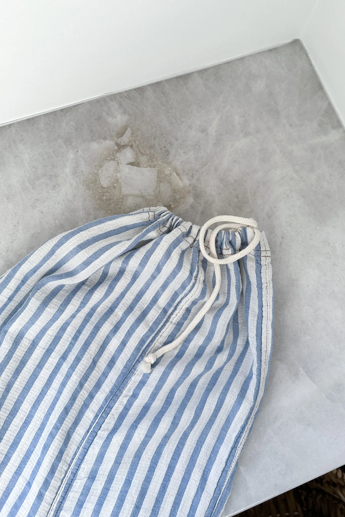 Josie Relaxed Striped Cotton Trousers in Blue