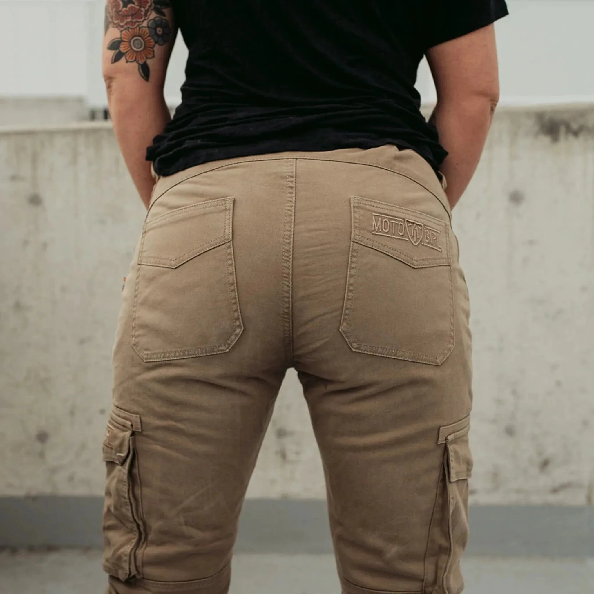 LARA BEIGE - Women's Motorcycle Cargo Trousers
