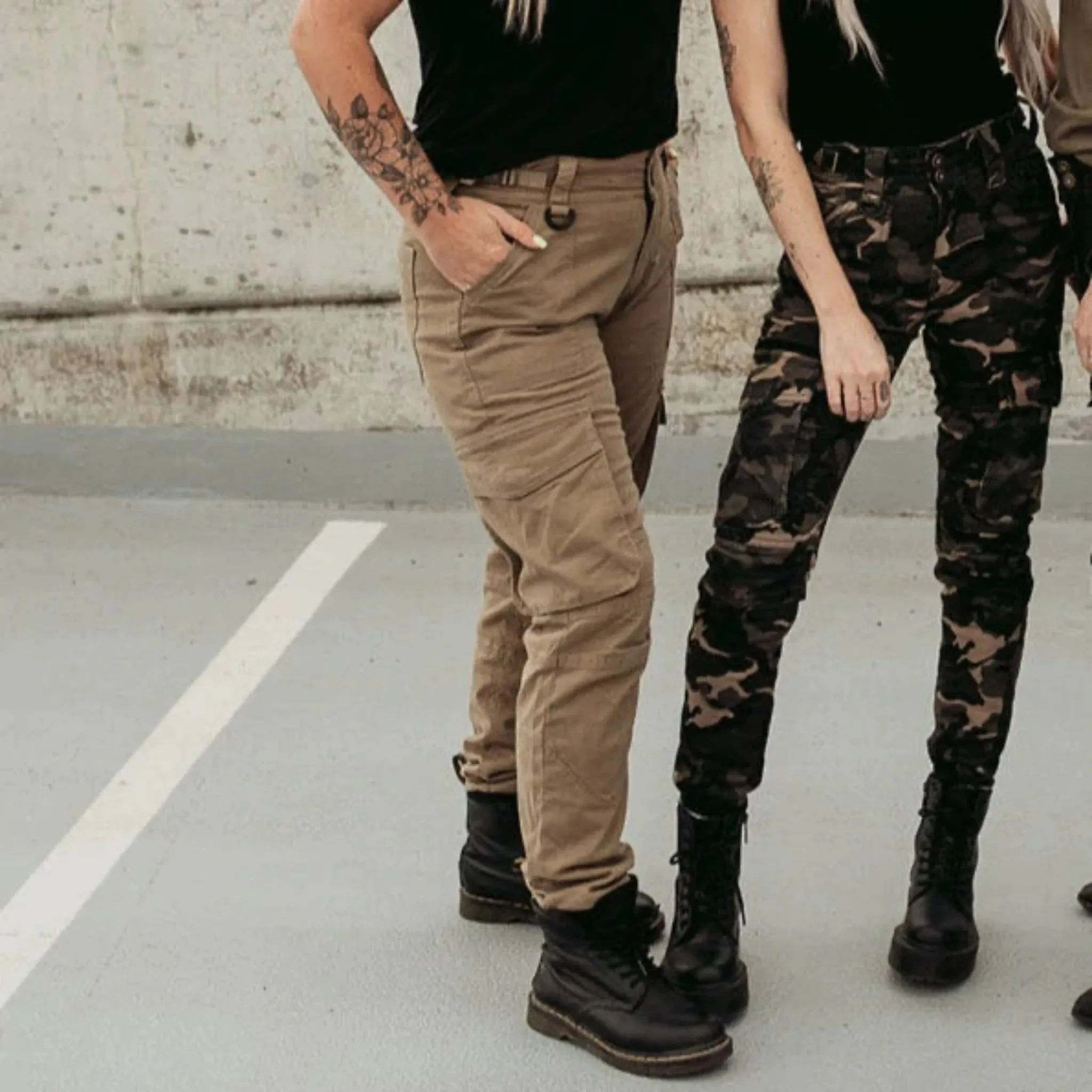 LARA BEIGE - Women's Motorcycle Cargo Trousers