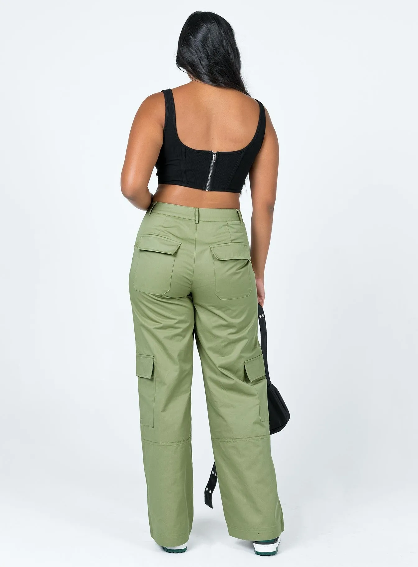 Luna Mid Rise Cargo Pants Green