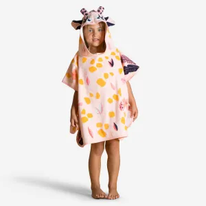 Poncho Bebé Blanco Rosa Algodón Jirafa