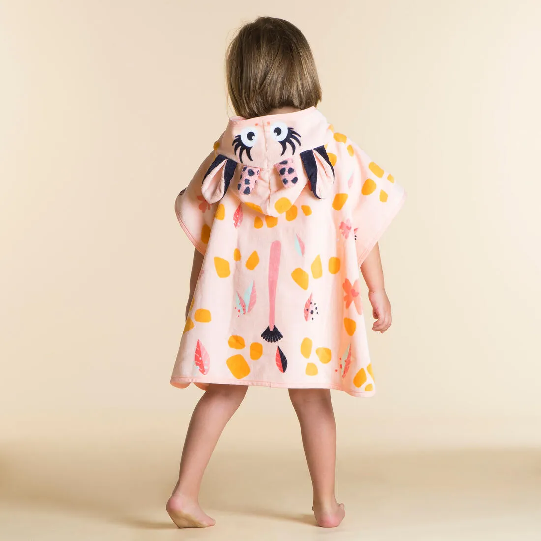 Poncho Bebé Blanco Rosa Algodón Jirafa