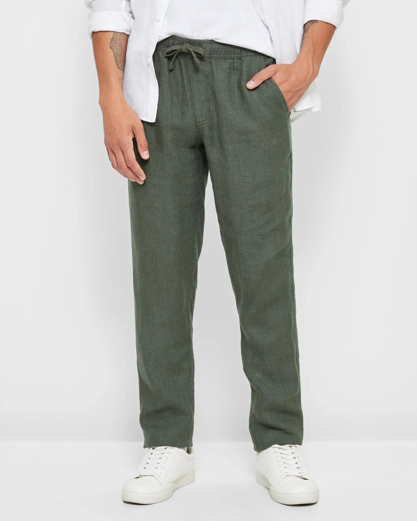 popular  European Linen Pants - Green
