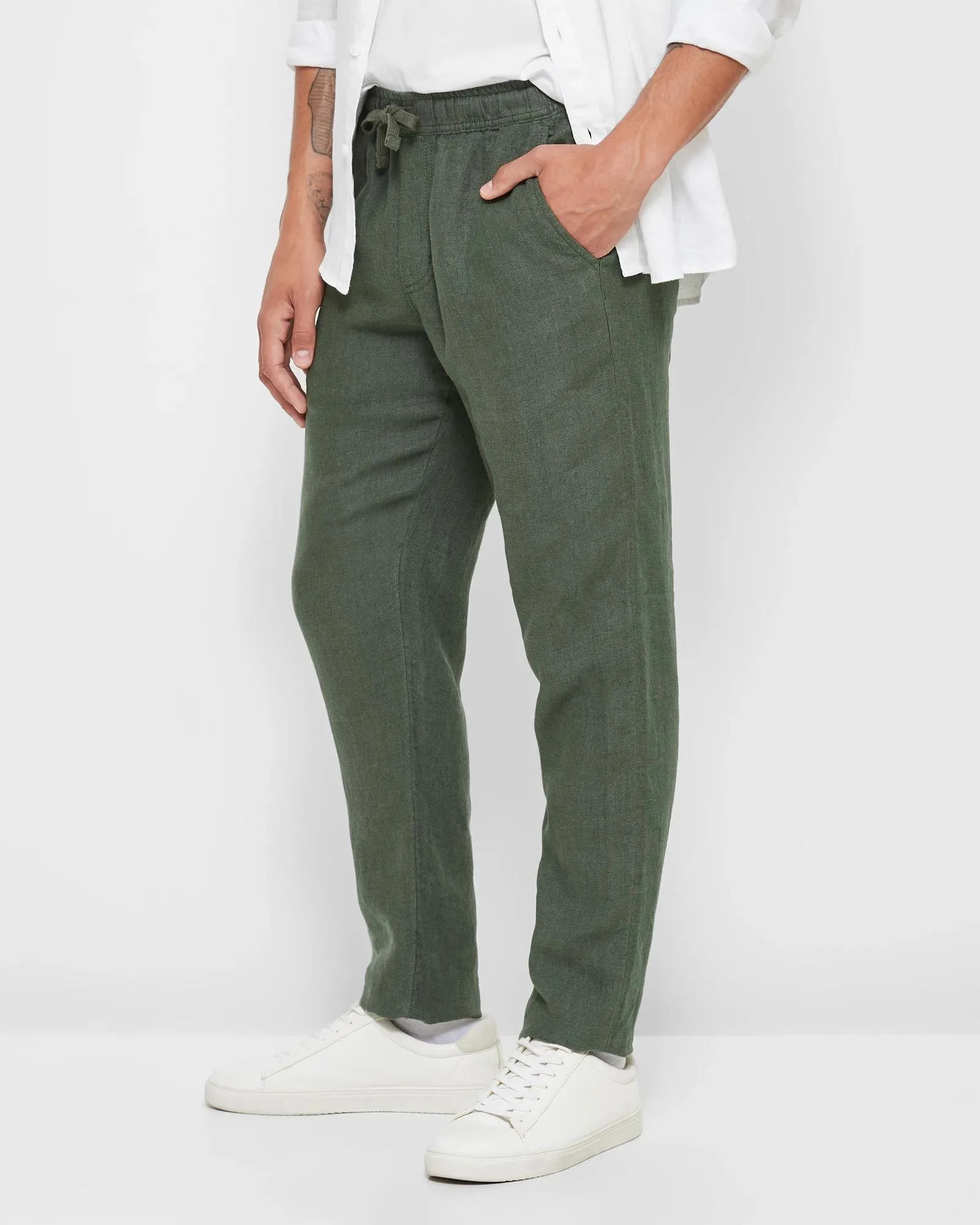popular  European Linen Pants - Green