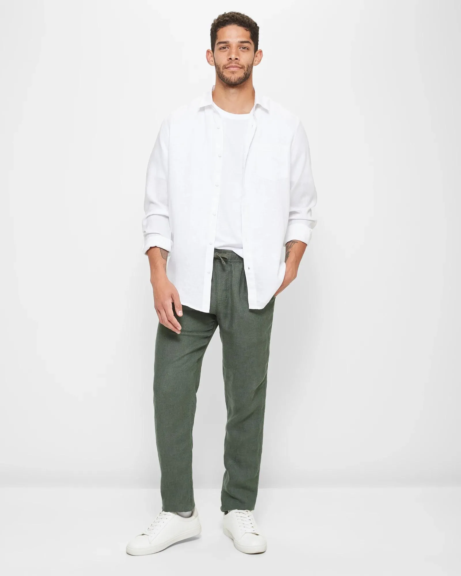 popular  European Linen Pants - Green
