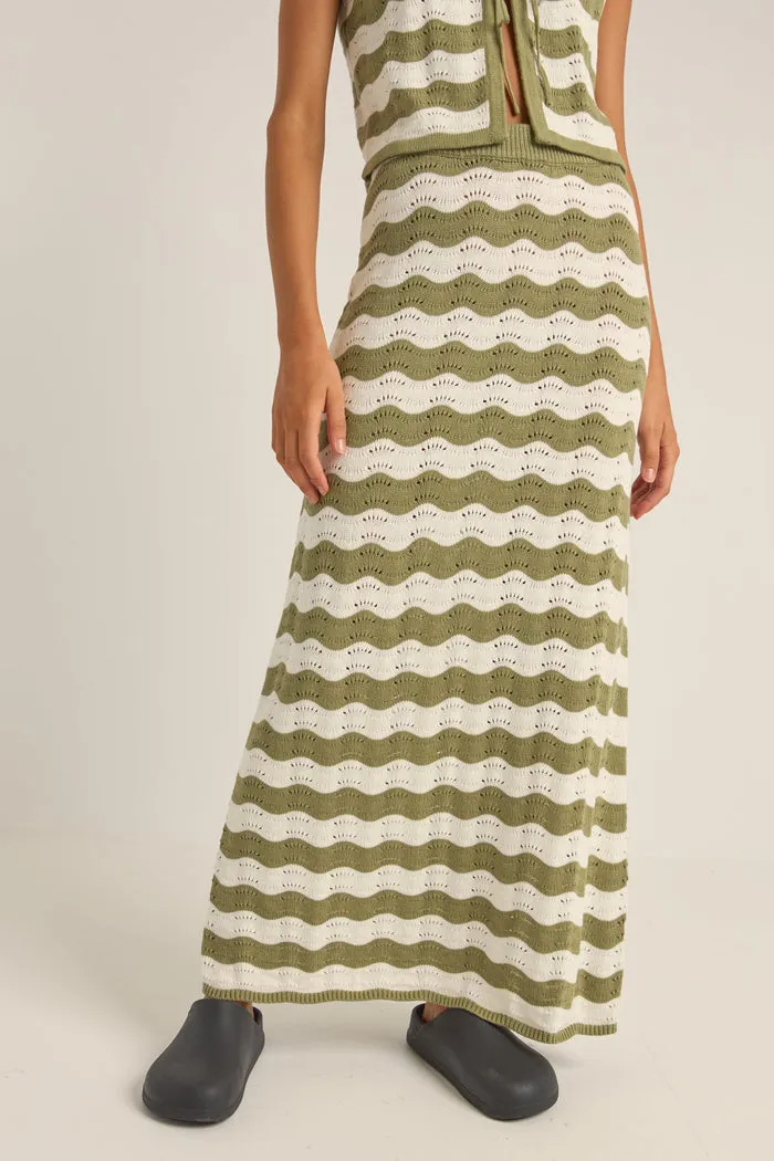 Rhythm Carmen Stripe Knit Maxi Skirt - SAGE
