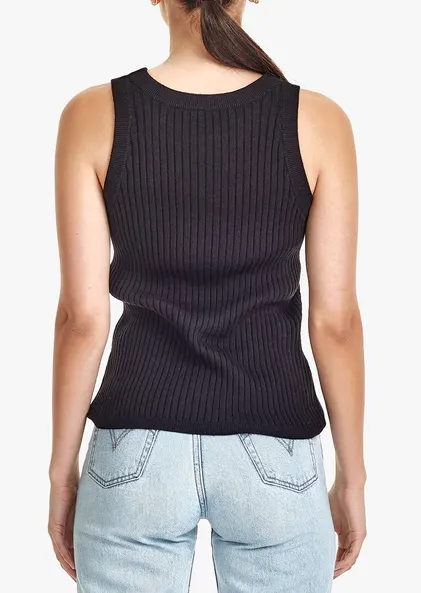 Rib Knit Tank Black