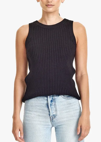 Rib Knit Tank Black