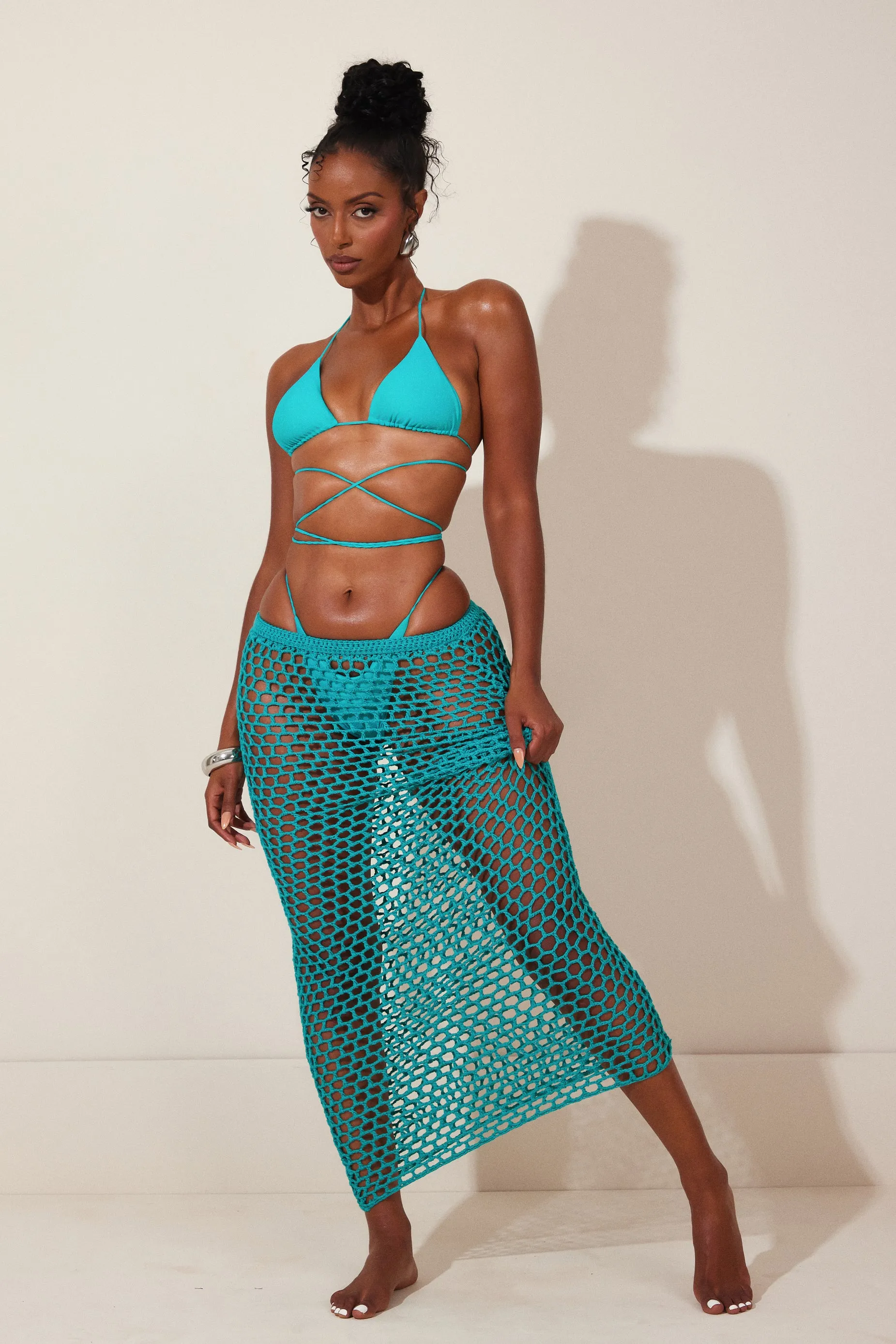 The Crochet Maxi Cover Up- Teal