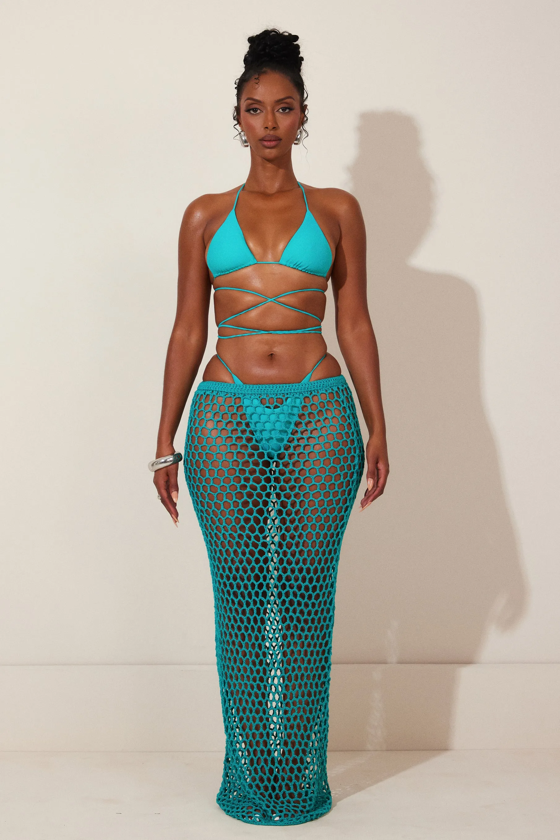 The Crochet Maxi Cover Up- Teal