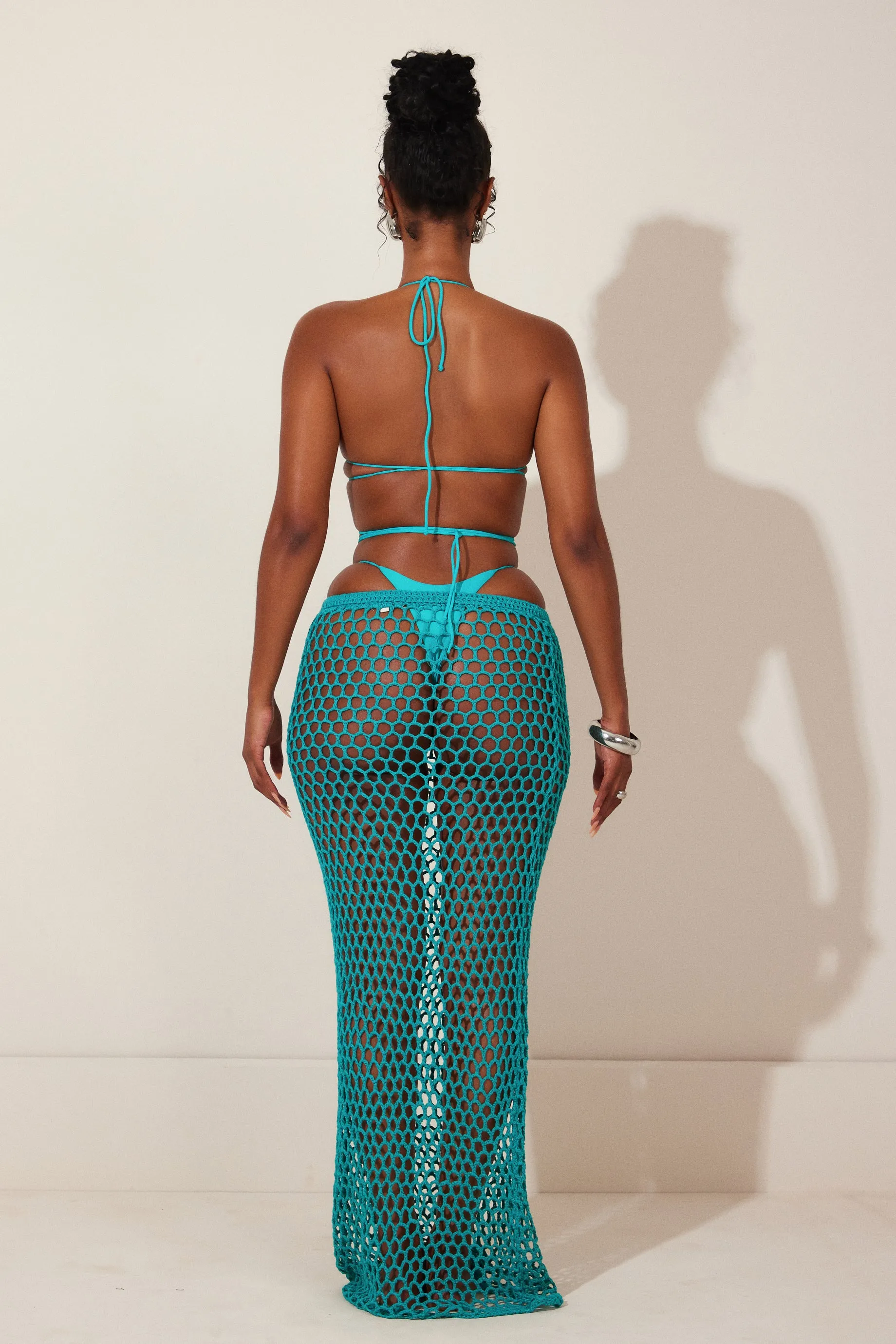 The Crochet Maxi Cover Up- Teal