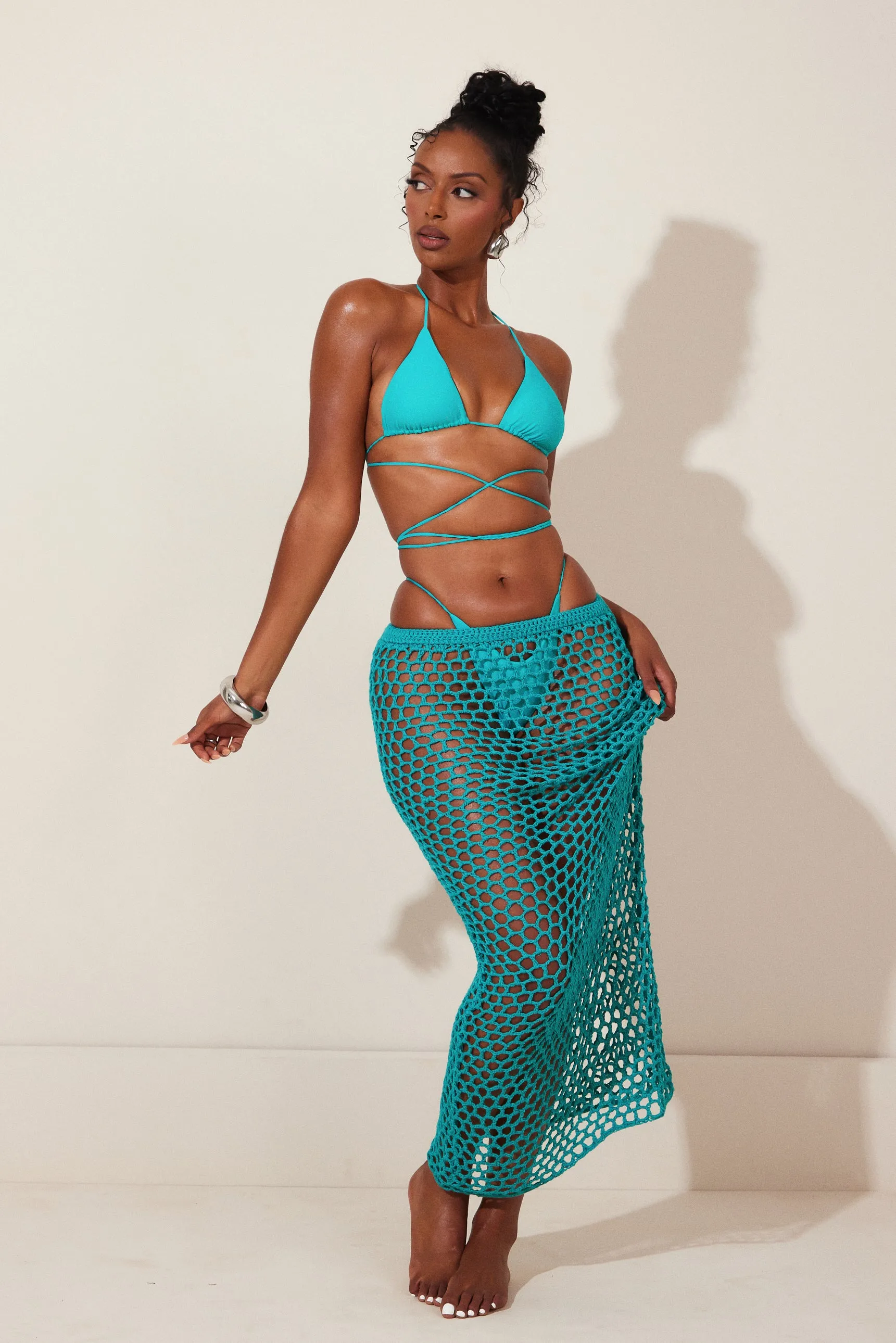 The Crochet Maxi Cover Up- Teal