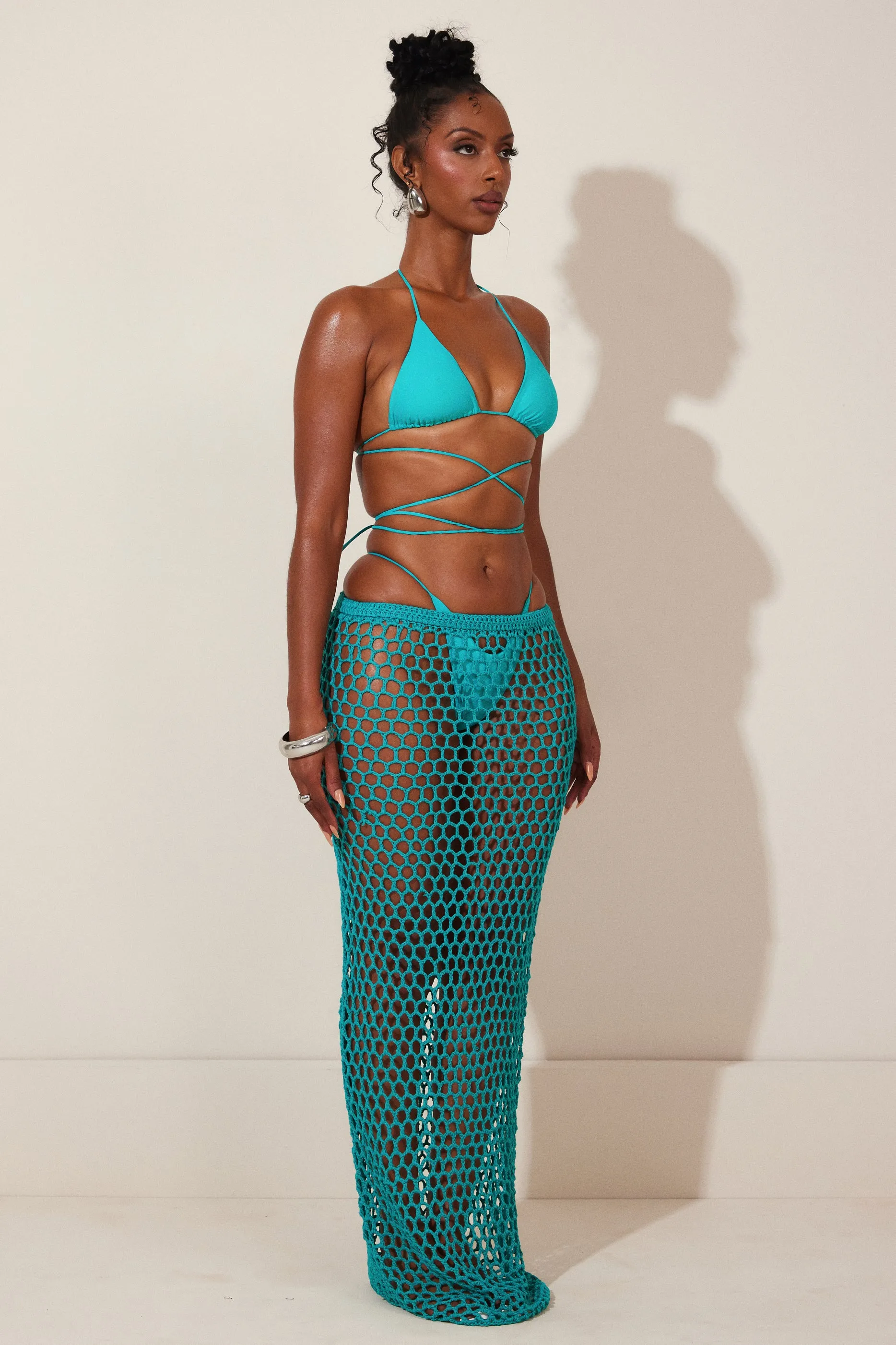 The Crochet Maxi Cover Up- Teal