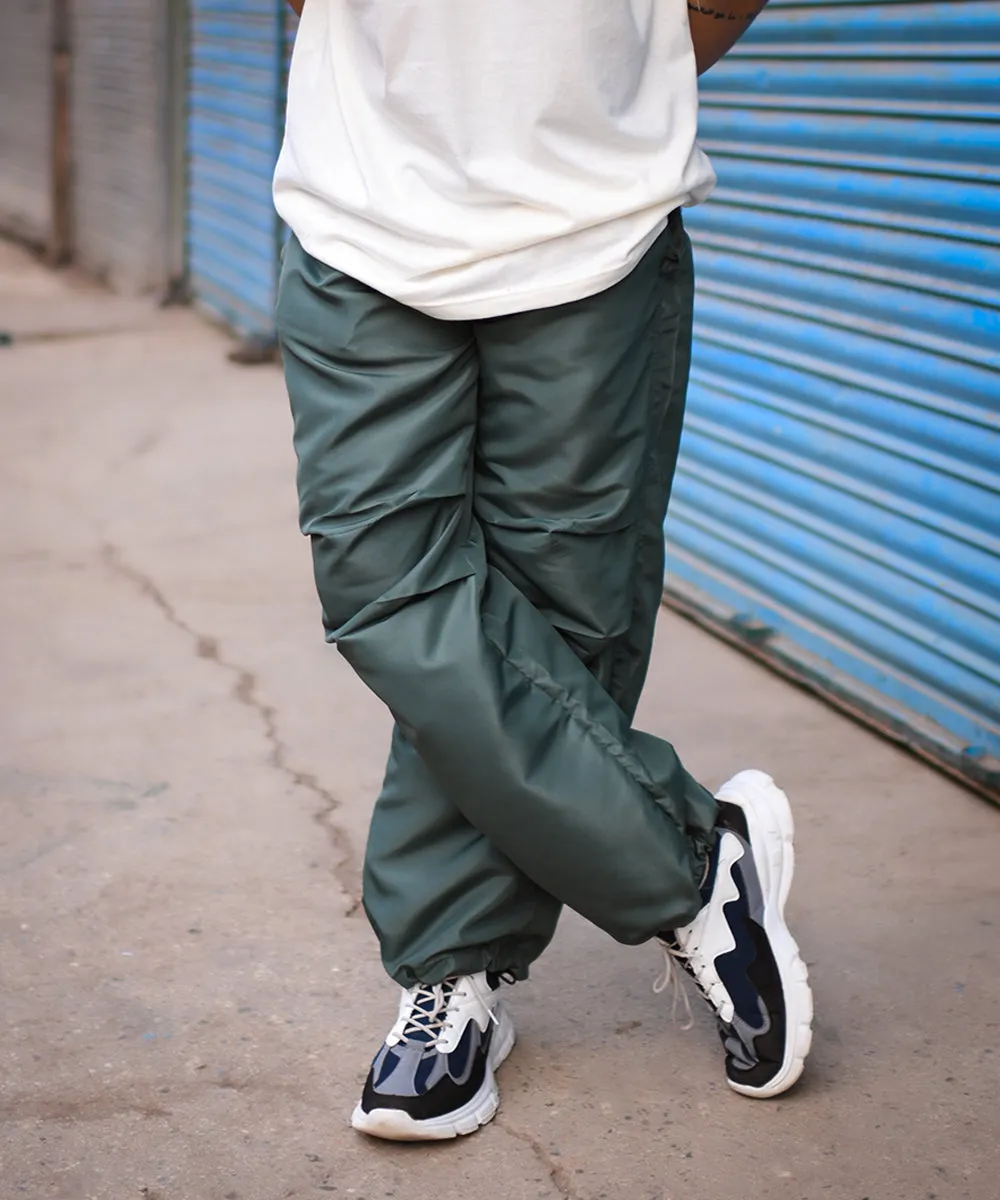 UNISEX Enchanted Forest Bottle Green Cargo Parachute Pants
