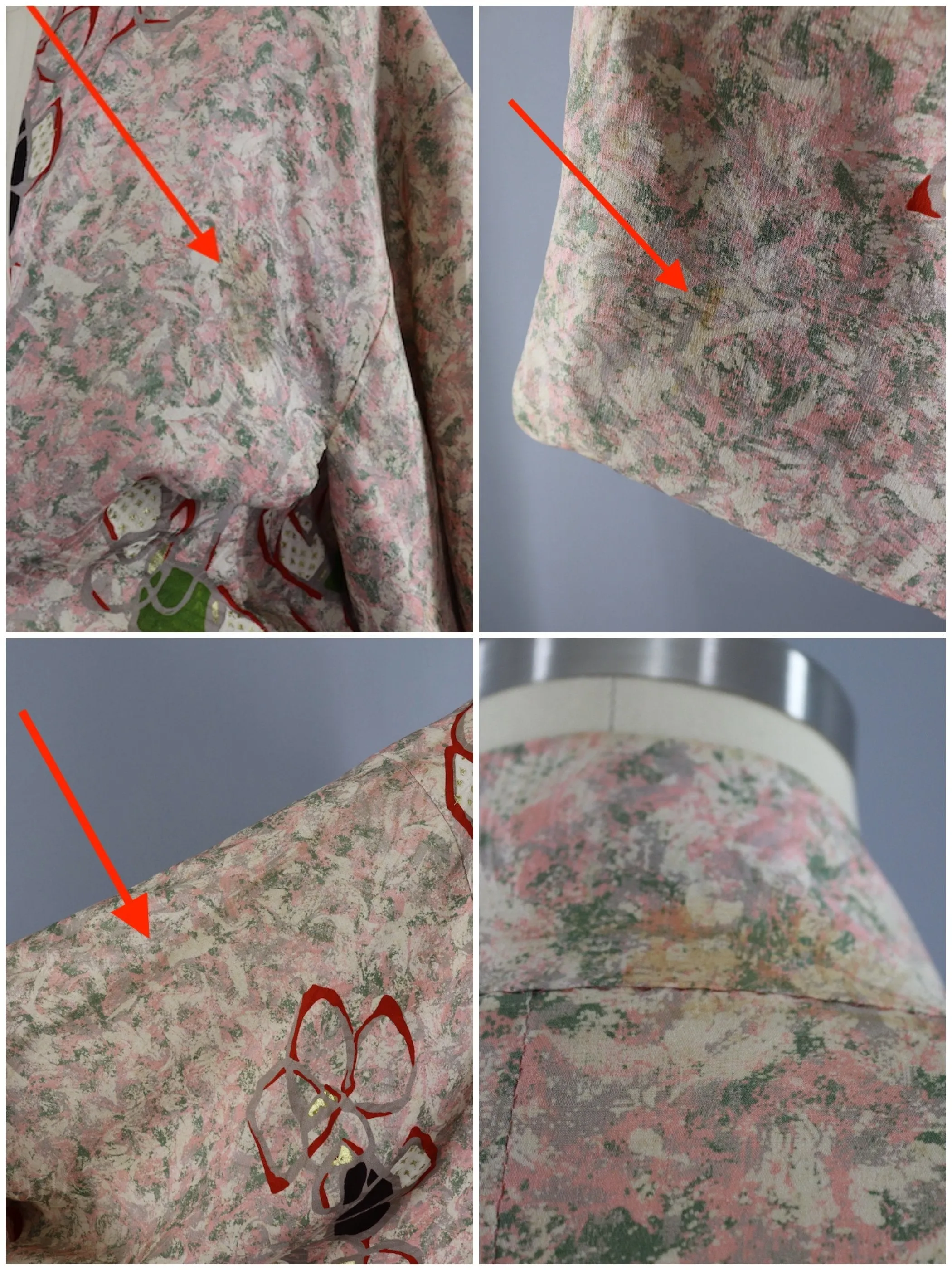 Vintage Silk Kimono Cardigan / 1940s Pink & Green Abstract