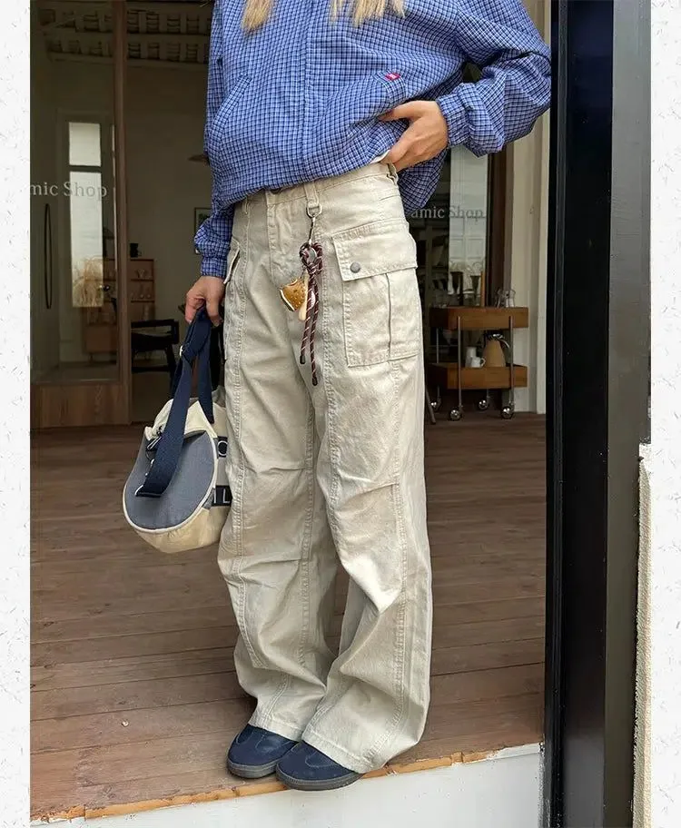 Washed Straight Fit Cargo Pants