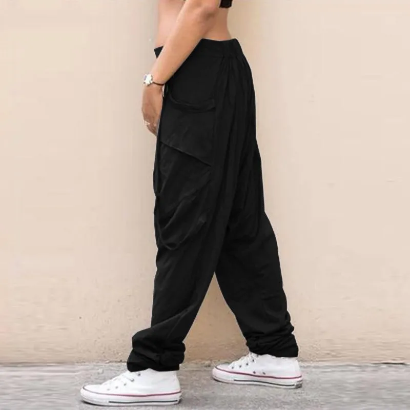 Women's Casual Polyester Loose Elastic Waist Joggers